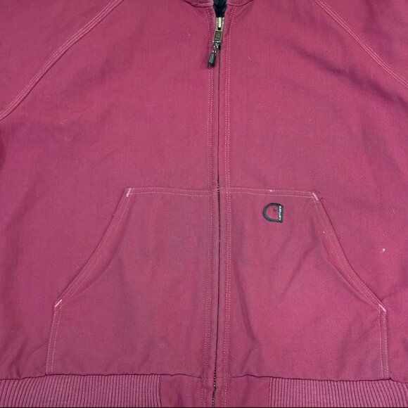 Vintage Carhartt Burgundy TAC J69 Active Canvas Hooded Full Zip Jacket Men's 2XL - Picture 5 of 11
